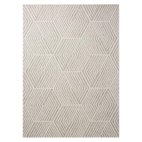 Patio Country Grey/Cream 4 ft. x 5 ft. Ombre Geo Polypropylene Indoor/Outdoor Area Rug