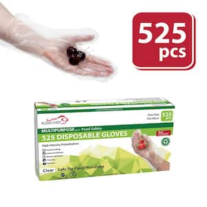 1 Size Fits Most, Disposable Food Handling Long Cuff Poly Gloves (525 Count)