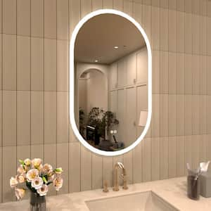 24 in. W. x 40 in. H Oval Frameless LED Light Anti-Fog Wall Bathroom Vanity Mirror in Polished Crystal