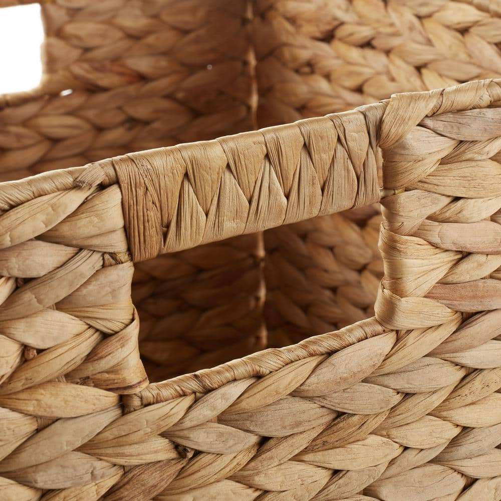 Natural Water Hyacinth Woven Storage Baskets with Handles, Set of 2