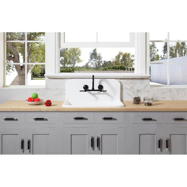 Kingston Brass Arcticstone Matte White Solid Surface 30 in. Single Bowl Drop-In Kitchen Sink with Backsplash