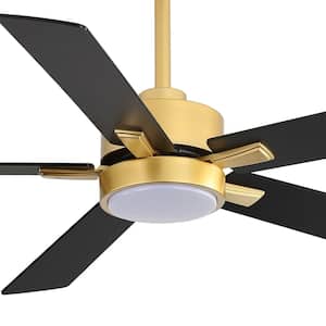 Charlie 52 in. Integrated LED Indoor Gold Ceiling Fans with Light and Remote Control Included