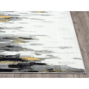 Porto Grey 7 ft. 9 in. x 10 ft. 2 in. Abstract Polypropylene Area Rug