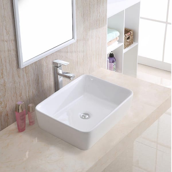Karran Valera 19 in. Vitreous China Vessel Bathroom Sink in White