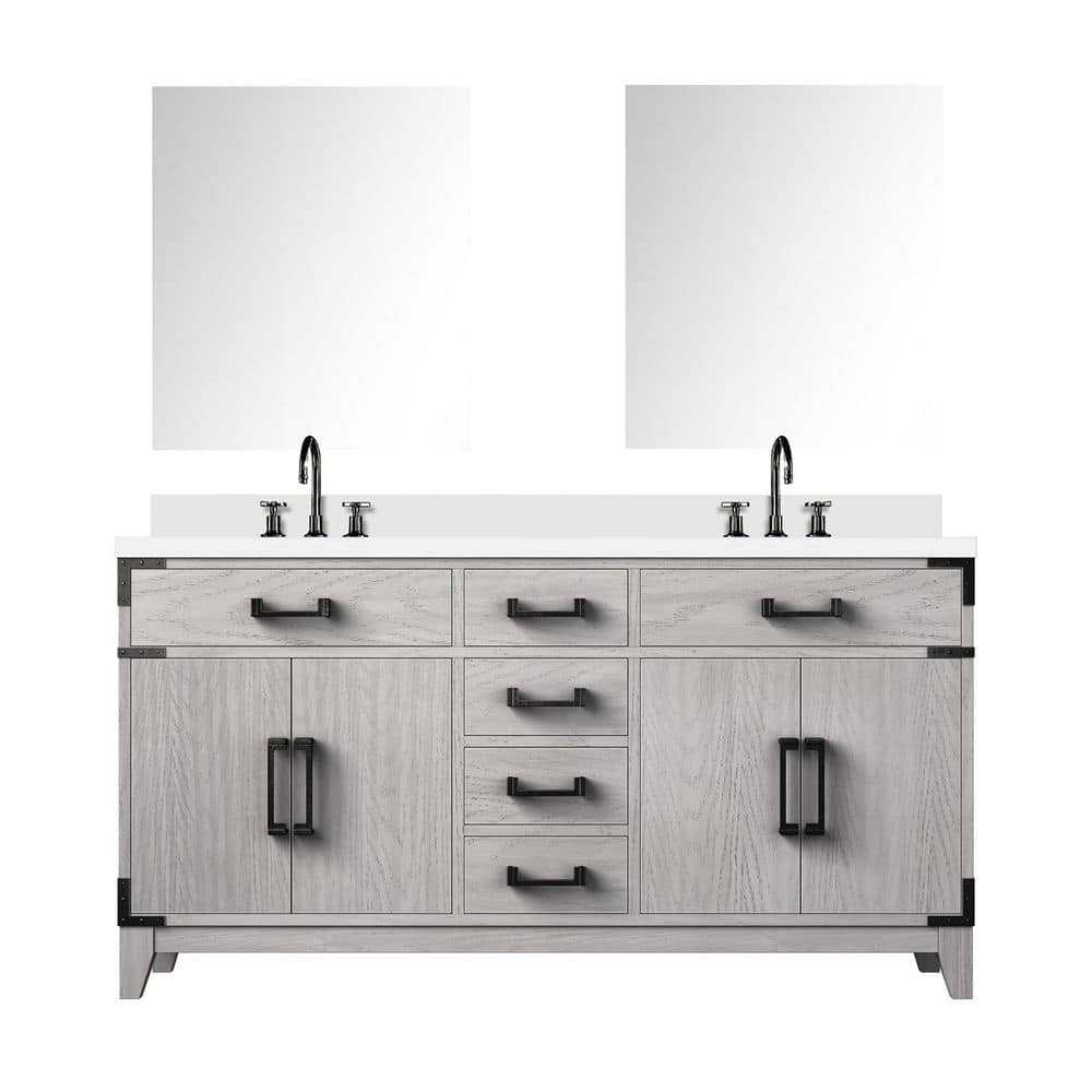 Fossa 60 in. W x 22 in. D White Oak Double Bath Vanity with White Quartz Top, Faucet Set, and 28 in. Mirrors price history on PriceWatchPro
