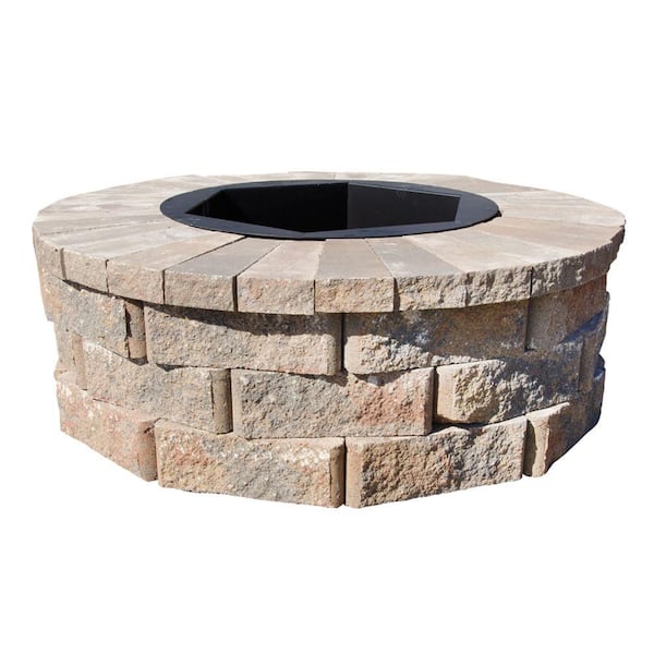 Round Fire Pit Kit Palomino, Oldcastle Countryside 48 In Gray Fire Pit Kit