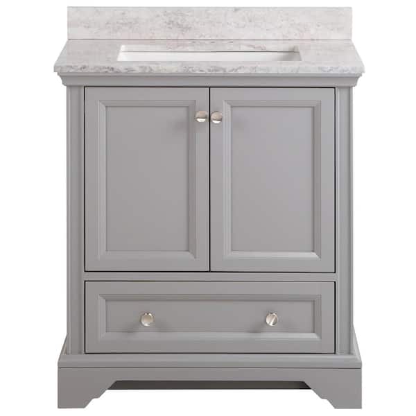 Stratfield 31 in. Single Sink Sterling Gray Bath Vanity with Winter Mist Cultured Marble Top (Assembled)