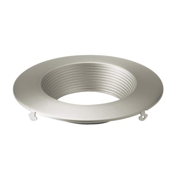 Direct-to-Ceiling 4 in. Brushed Nickel Decorative Round Baffle Recessed Light Trim