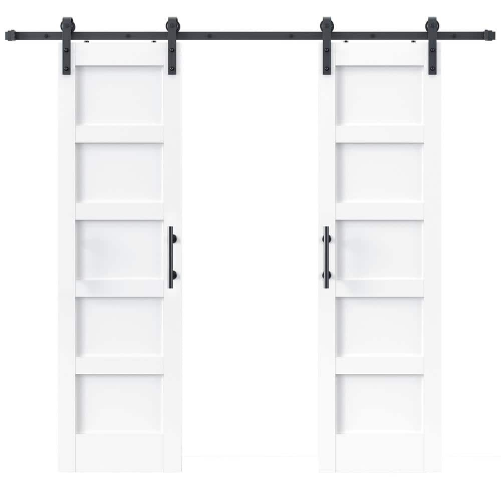 easelife 48 in. x 84 in. (Double 24 in. Doors) 5-Panel Solid MDF White ...