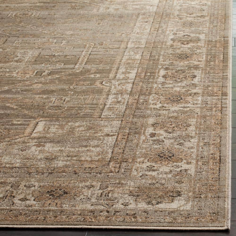 Vintage Light Brown Rectangular Viscose Area Rug