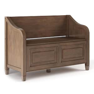Connaught Solid Wood 42 in. Wide Traditional Entryway Storage Bench in Rustic Natural Aged Brown