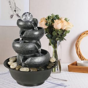 11.4 in. Relaxation Tabletop Round Water Fountain with a Ball
