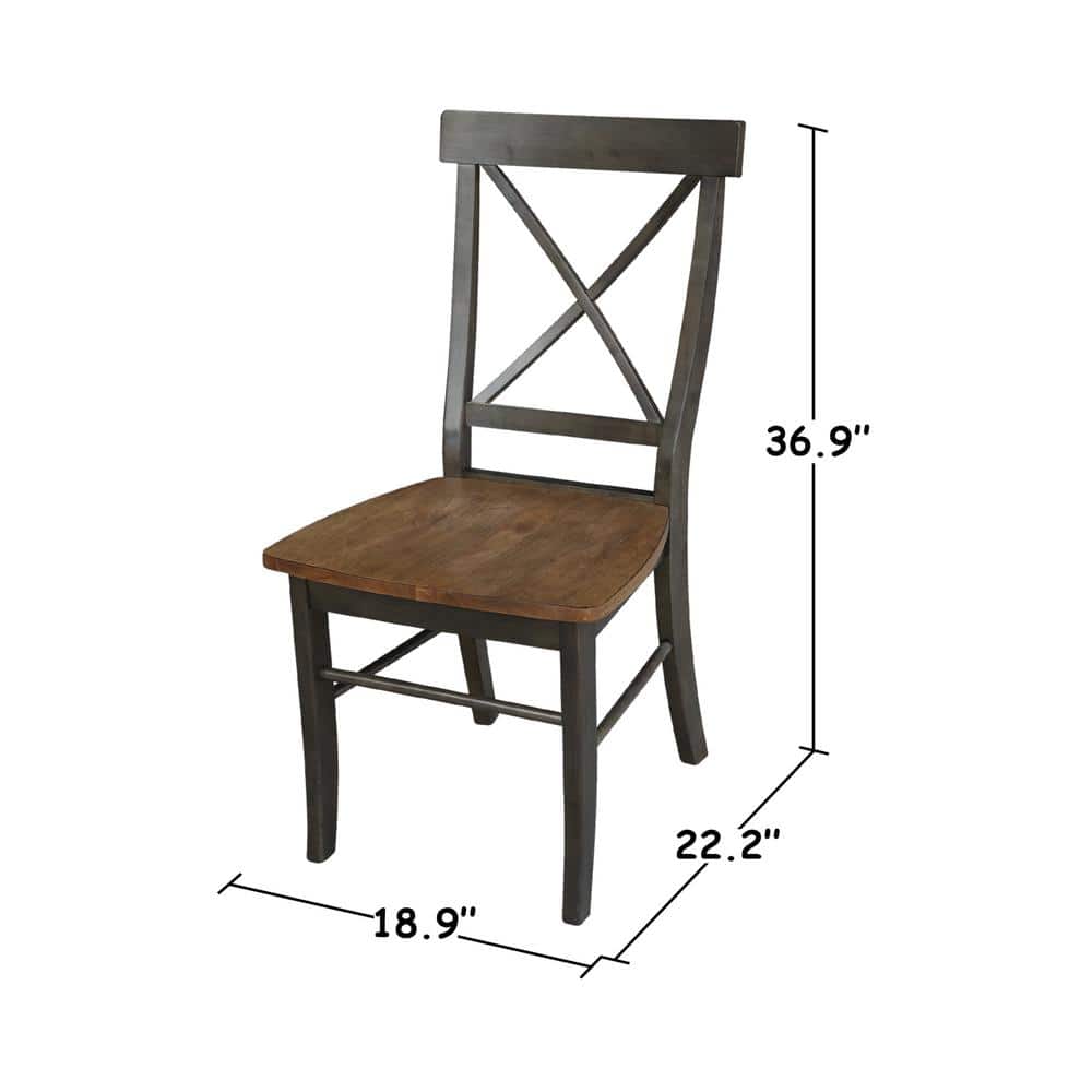 Hickory and Washed Coal 30" Round Pedestal Table with 2 X-Back Chairs