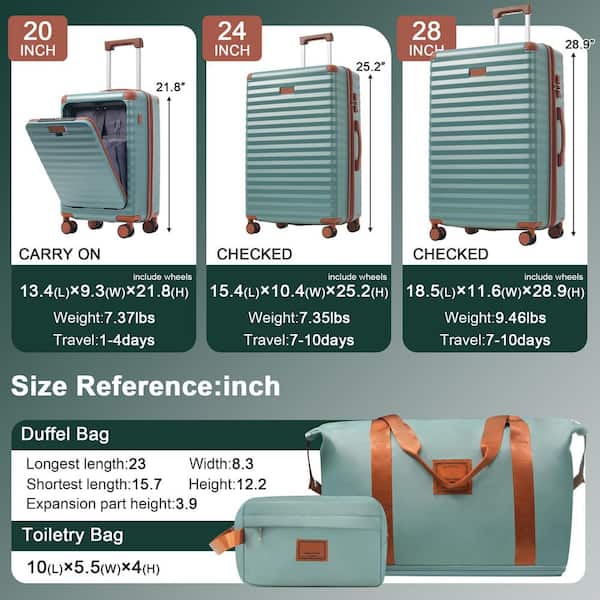 Merax 5 Bags 5-Piece Antique Blue Green Expandable ABS Hardside