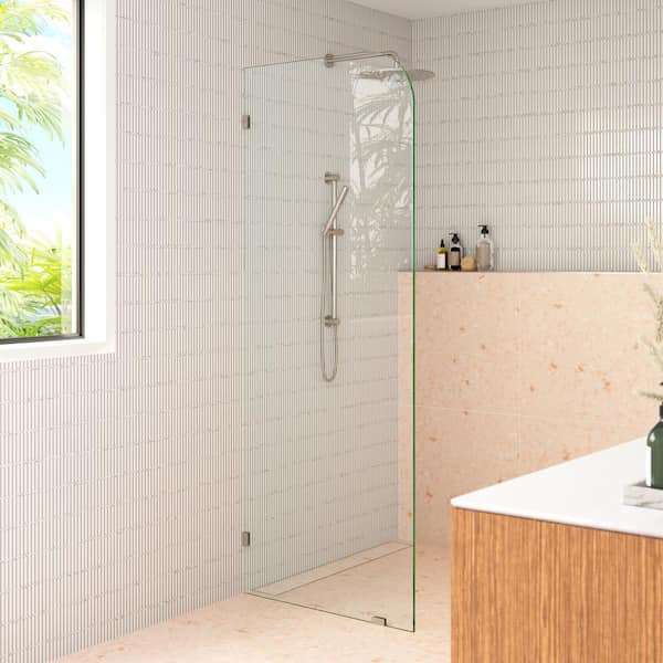 Glass Warehouse 38 in. x 78 in. Fixed Frameless Shower Door Single Panel Radius
