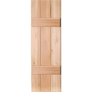 12 in. x 35 in. Exterior Real Wood Pine Board and Batten Shutters Pair Unfinished