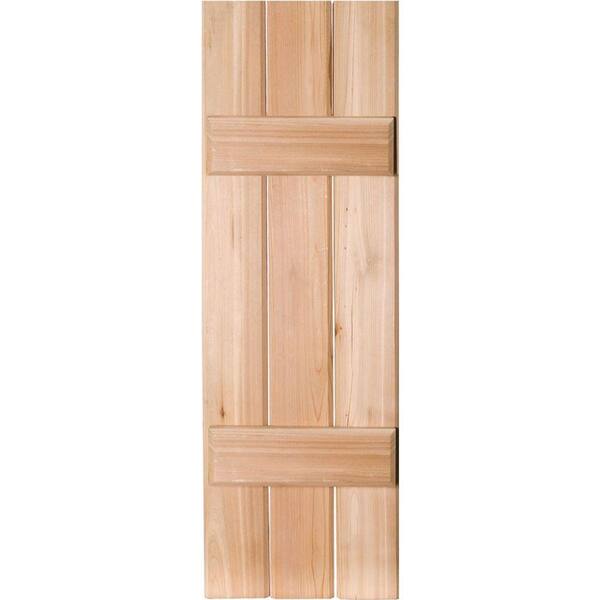 Ekena Millwork 12 in. x 63 in. Exterior Real Wood Pine Board and Batten Shutters Pair Unfinished