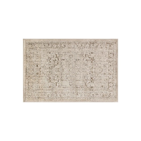 Textured Abedallion Earth Indoor High-Low Area Rug 2 ft. x 4 ft. Beige
