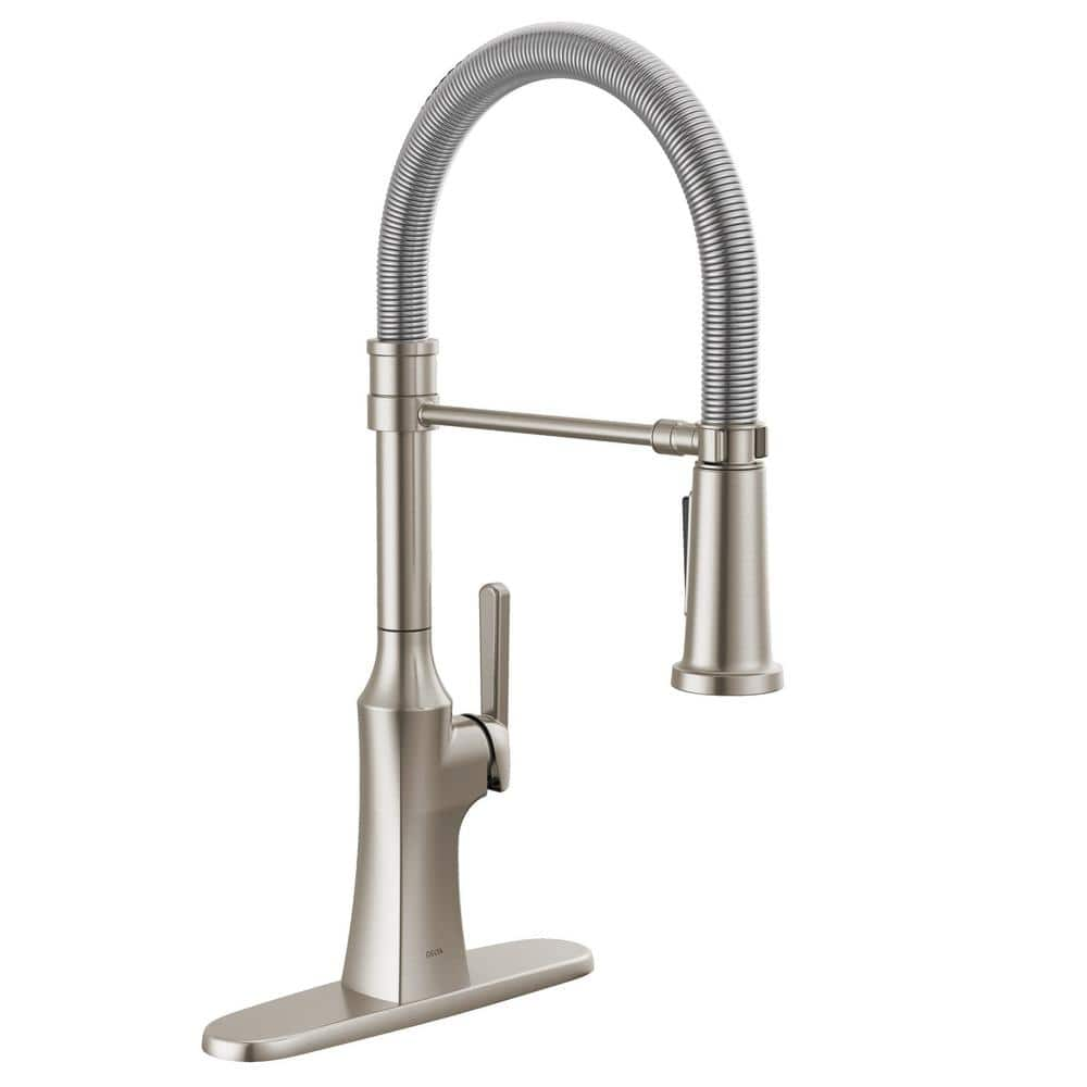 Delta Ermelo Pro Single Handle Pull Down Sprayer Kitchen Faucet with Spring Spout in Stainless