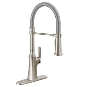 Ermelo Pro Single Handle Pull Down Sprayer Kitchen Faucet with Spring Spout in Stainless