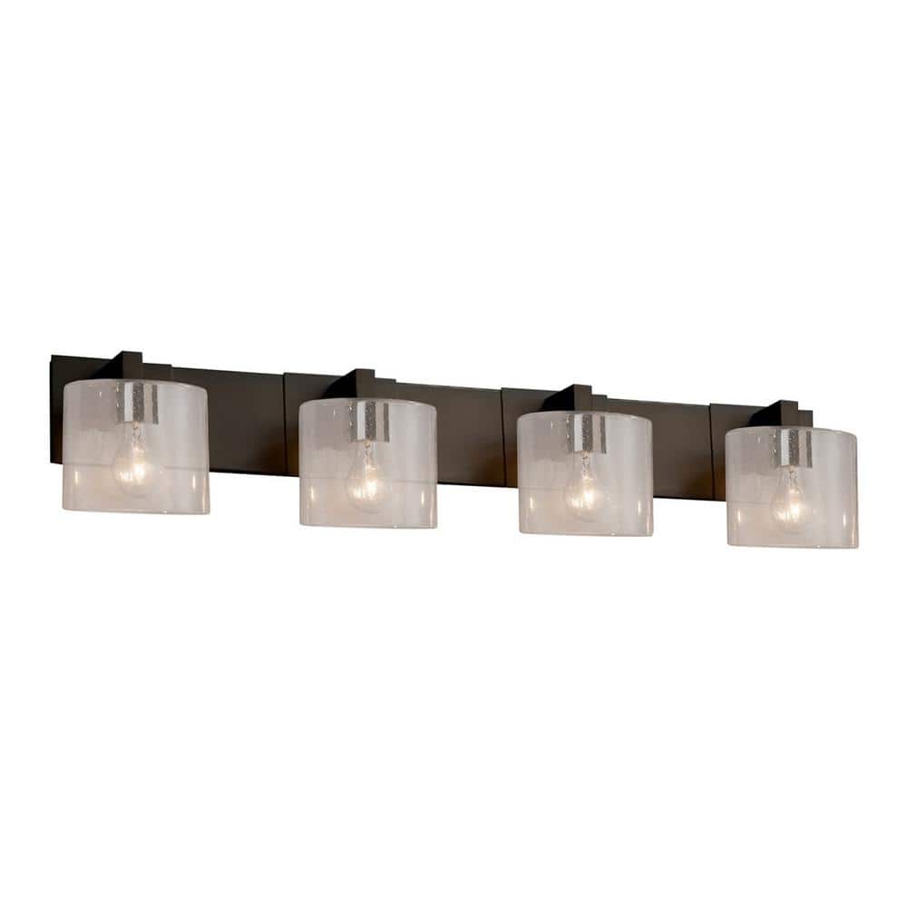 Fusion 35.25 in. 4-Light Dark Bronze Vanity Light with Seeded Artisan Glass Shade price history on PriceWatchPro