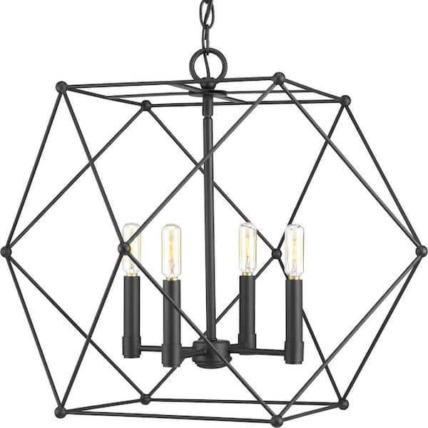 Progress Lighting Spatial Collection 4-Light Black Pendant
