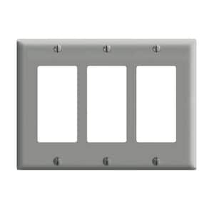 Gray 3-Gang Decorator/Rocker Wall Plate (1-Pack)