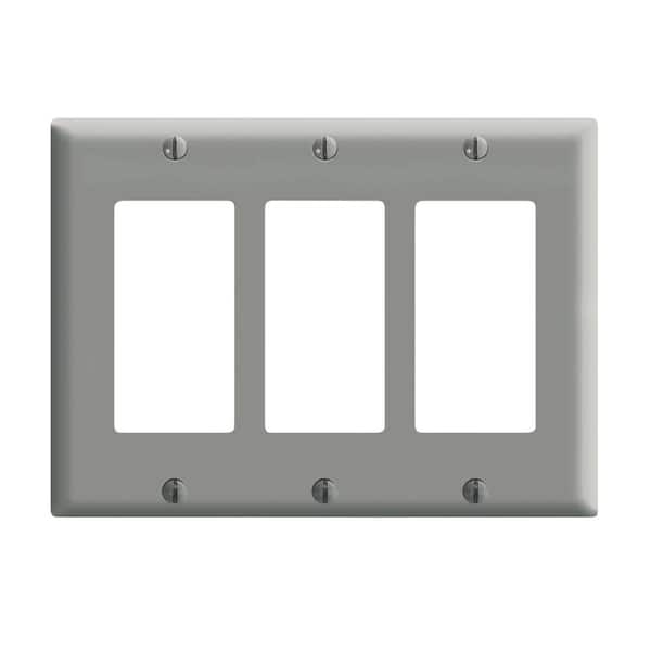 Leviton Gray 3-Gang Decorator/Rocker Wall Plate (1-Pack)