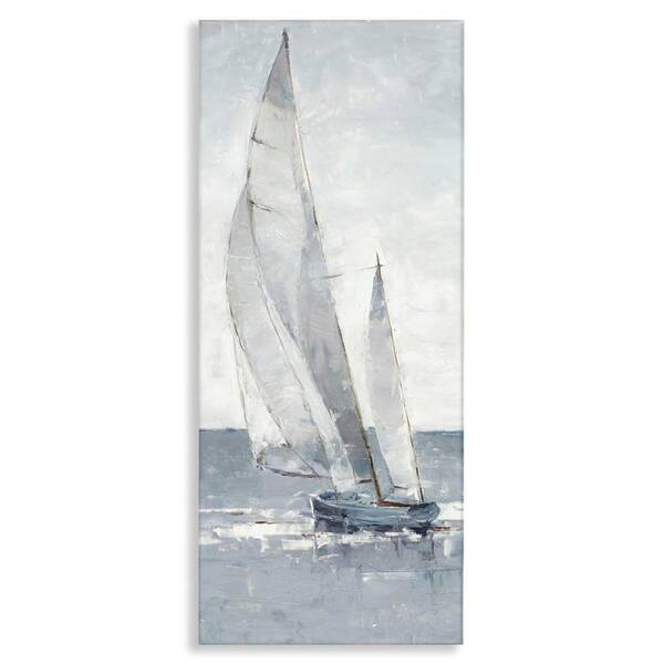 Grey Sailboat Nautical Abstraction by Ethan Harper Unframed Graphic Art Print Coastal 40 in. x 17 in.