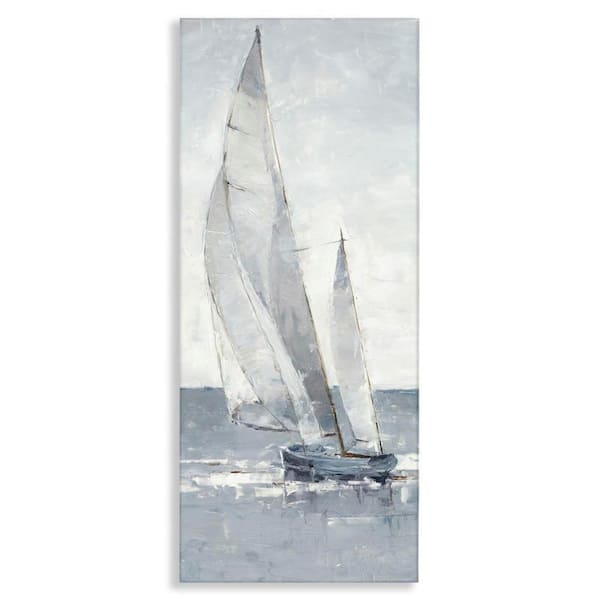 Grey Sailboat Nautical Abstraction by Ethan Harper Unframed Graphic Art Print Coastal 48 in. x 20 in.