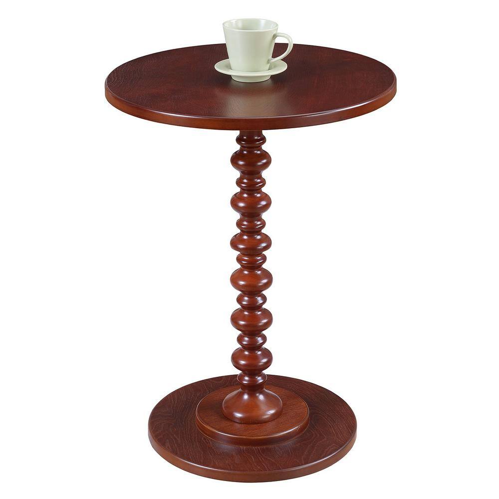 Charming Mahogany Round Spindle Side Table, 18"x25"