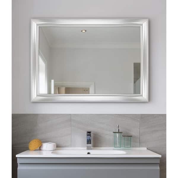 Home Decorators Collection 29 in. W x 41 in. H Rectangular Polystyrene Framed Wall Bathroom Vanity Mirror in Silver