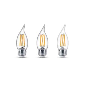 75-Watt Equivalent BA11 Dimmable Edison Glass LED Candle Light Bulb Bent Tip Medium Base Daylight (5000K) (3-Pack)
