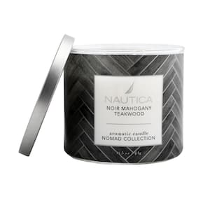 14.5 oz. Noir Mahogany Teakwood Multi-Colored Linen 3-Wick Jar Candle