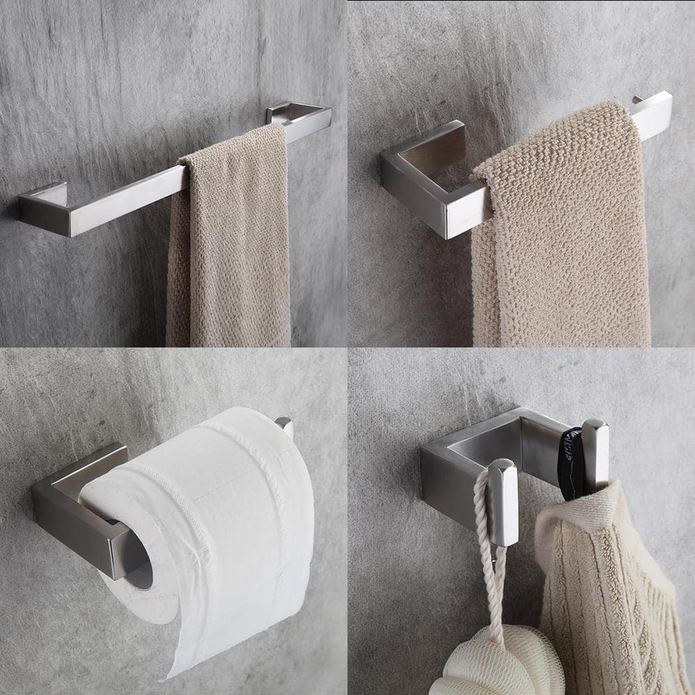 Brushed Nickel 8-Piece Stainless Steel Bathroom Hardware Set