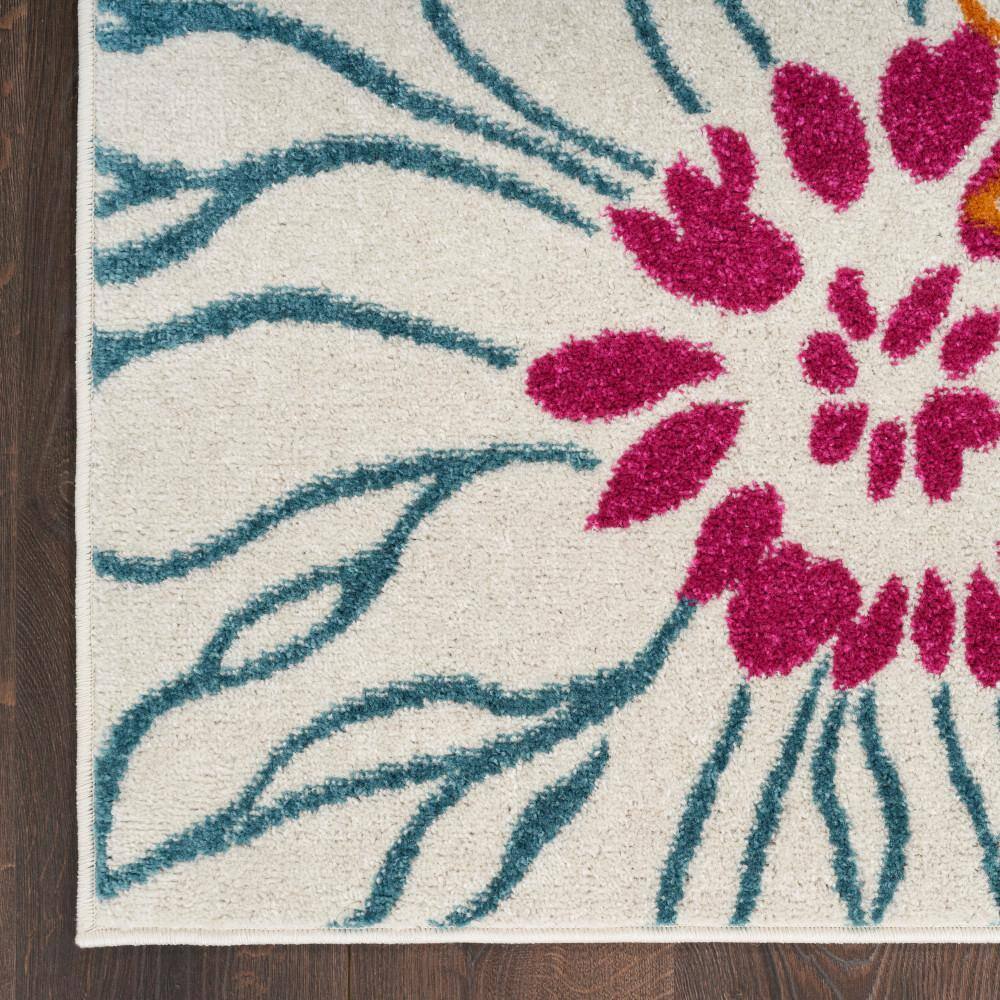 Handmade Off-White Floral Synthetic 8' x 10' Rug