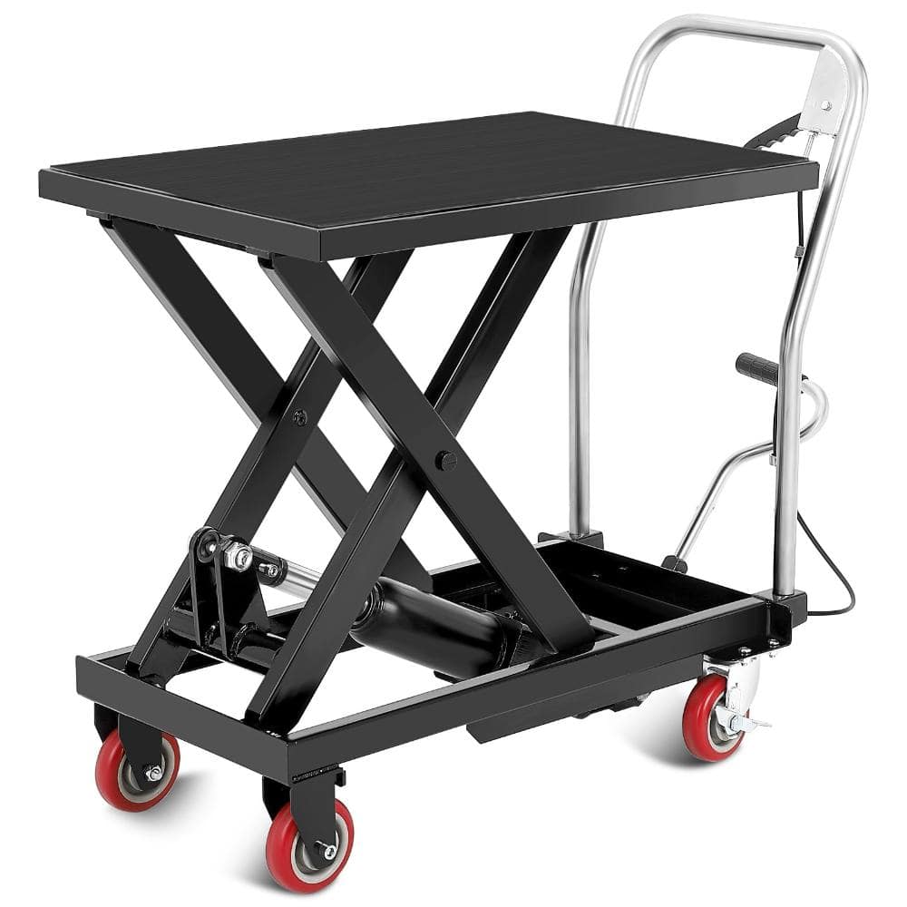 Hydraulic Single Scissor Lift Table Cart with Adjustable Height, Non-Slip Surface, Lockable Wheels, Workshop, Warehouse price history on PriceWatchPro