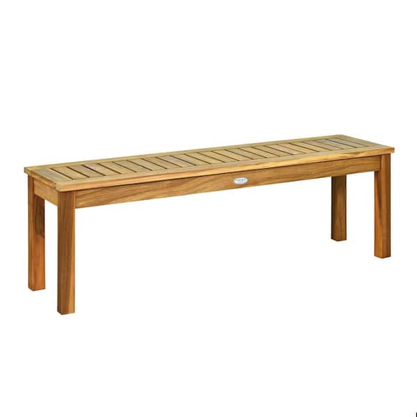 Unbranded 52 in. Outdoor Acacia Wood Dining Bench Chair, Teak