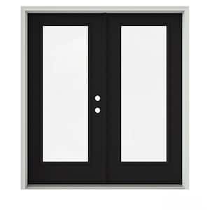 72 in. x 80 in. Black Painted Steel Left-Hand Inswing Full Lite Glass Active/Stationary Patio Door