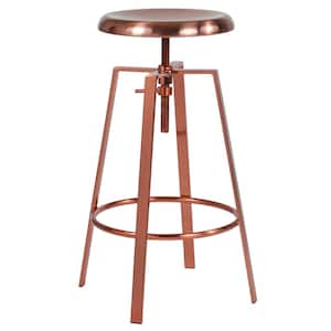 35 in. Adjustable Height Rose Gold Bar Stool