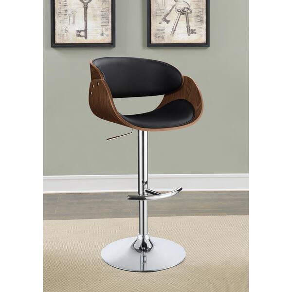 Coaster Contemporary Beige Faux Leather Upholstered Adjustable Bar Stool with Chrome Base 