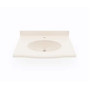 Europa 43 in. Solid Surface Vanity Top with Basin in Tahiti White