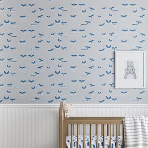 Whale Splash Gray Non-Pasted Wallpaper Roll (Covers 52 sq. ft.)
