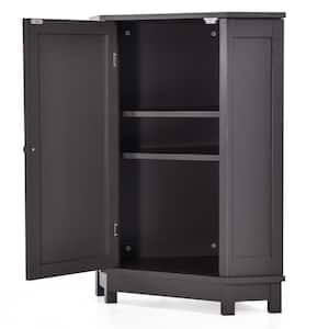 24.72 in. W x 17.52 in. D x 31.50 in. H Linen Cabinet with Adjustable Shelf Modern Style MDF Board in Black Brown