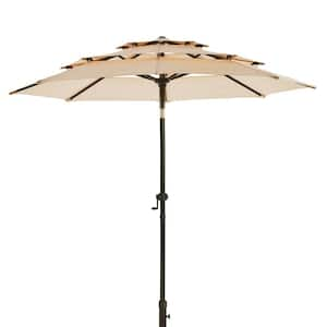 9 ft. 3-Tier Market Patio Umbrella with Push Button Tilt and Crank in Beige