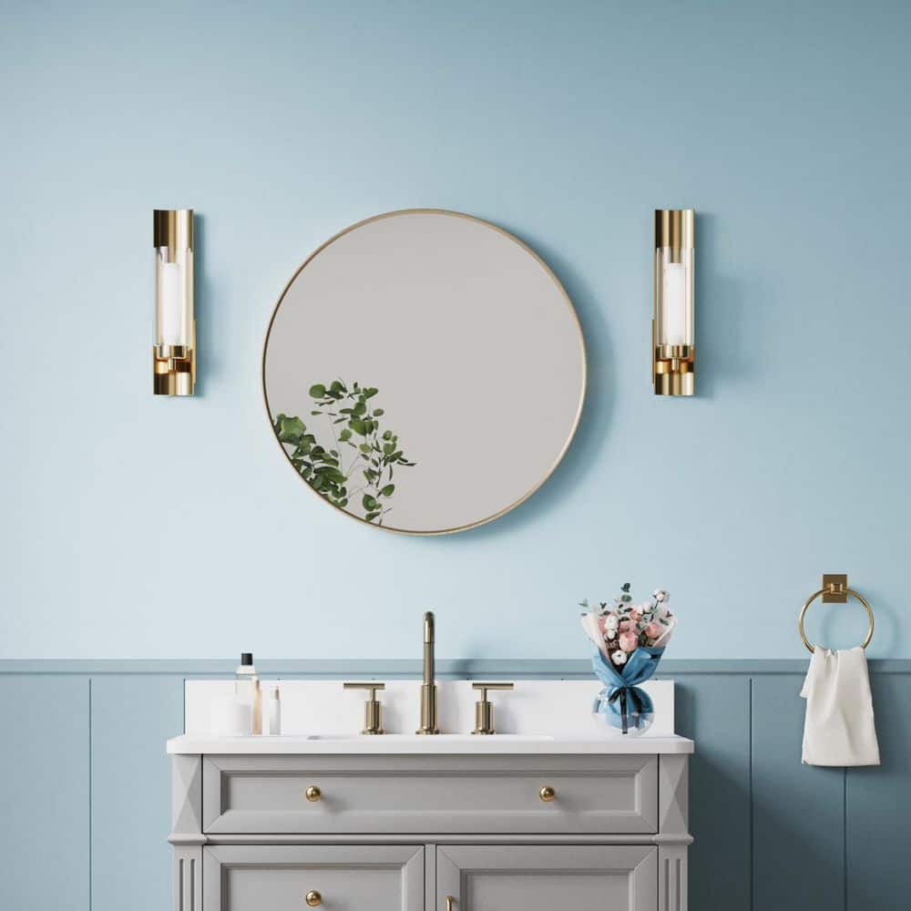 24K Magic② FORCLOVER 24 in. W x 24 in. H Round Aluminum Framed Wall Bathroom