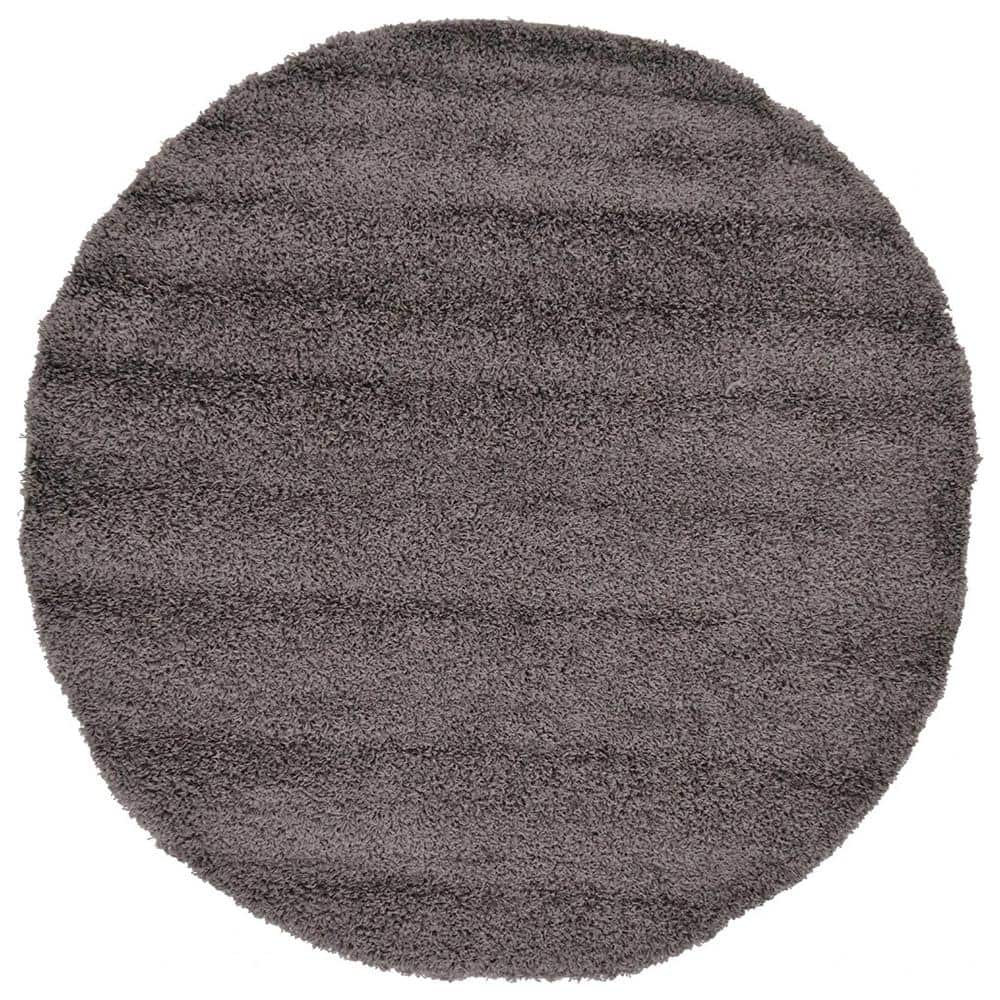 Gray ​Polypropylene 6 ft. x 6 ft. Solid Color Indoor Round Area Rug