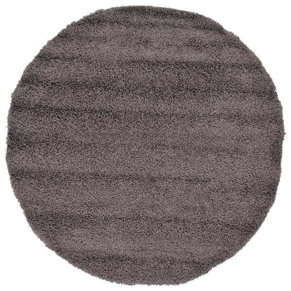Unbranded Gray ​Polypropylene 6 ft. x 6 ft. Solid Color Indoor Round Area Rug