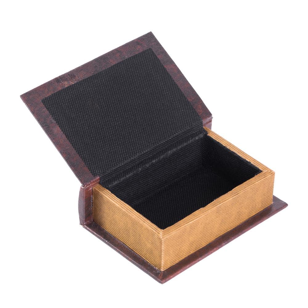 Vintage Brown Faux Leather Rectangular Lidded Storage Box