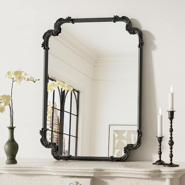 LuxHomez 24 in. W x 36 in. H Vintage Antique Silver Arched Ornate